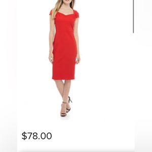 Cheztu cap sleeve scuba sheath dress size 6 new with tags red